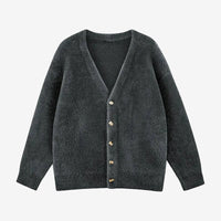 V-Ausschnitt Strickjacke mit Flausch-Effekt