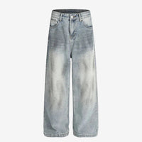 Sunfaded blue baggy denim