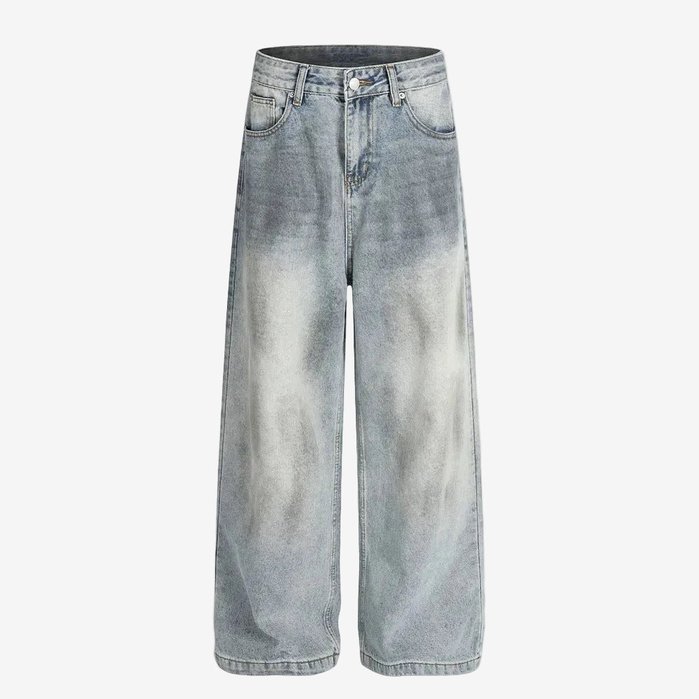 Sunfaded blue baggy denim