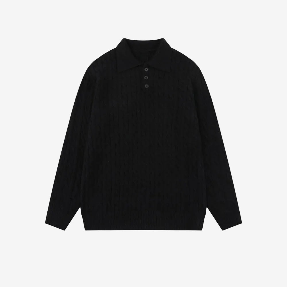 Gerippter Polopullover