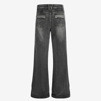 Washed micro flared denim