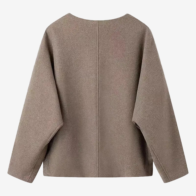 Camel vneck wool coat