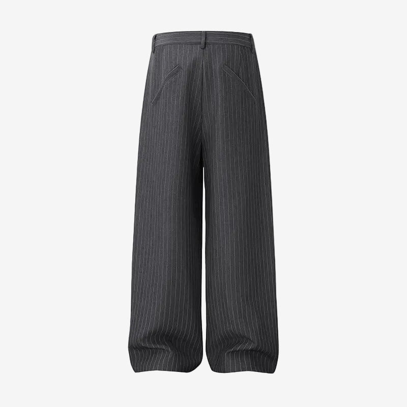 Gray Straight Leg Suit Trousers