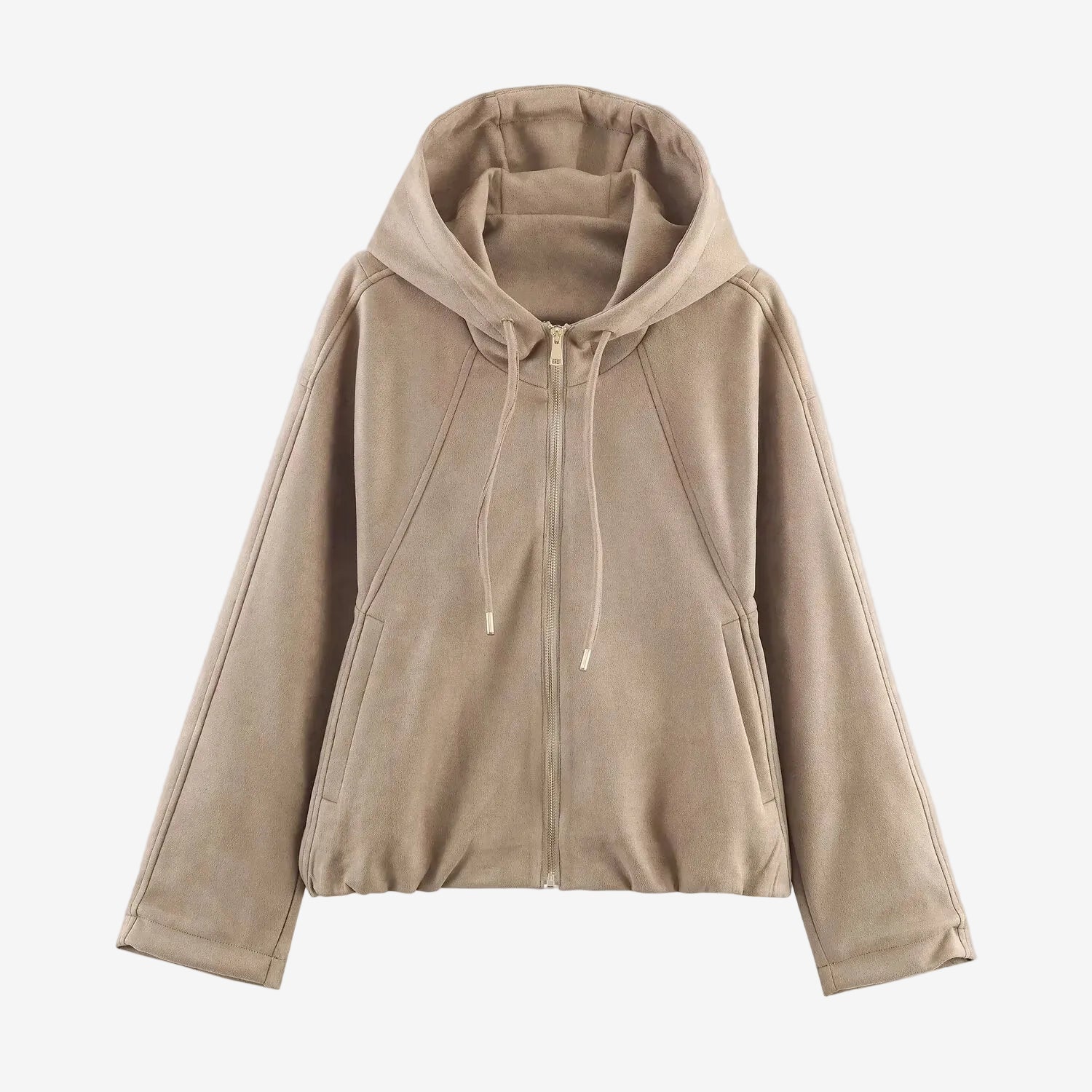 Hooded suede textured jacket