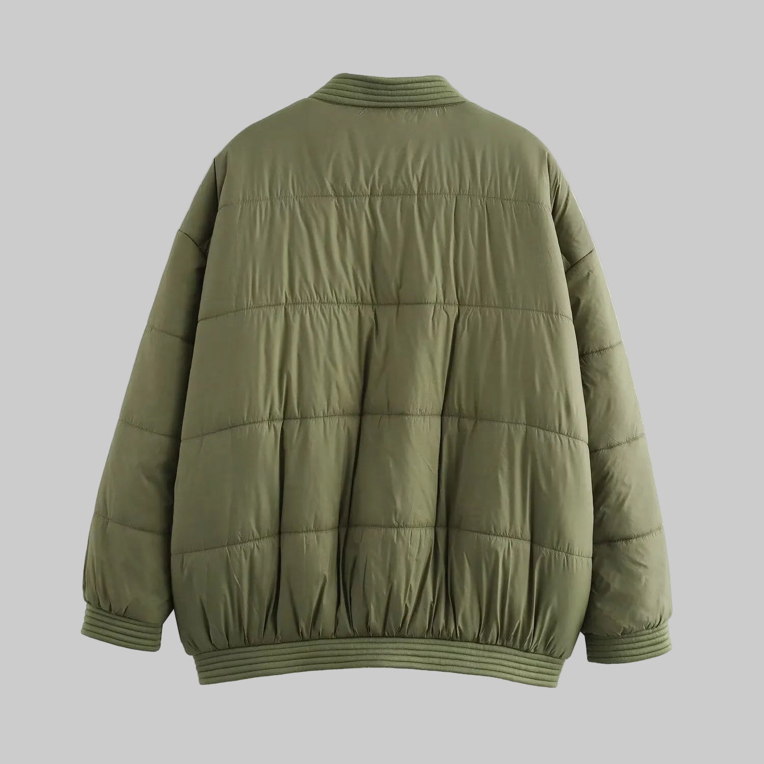 Army green long sleeve puffer coat