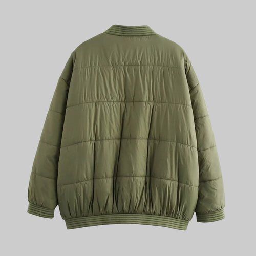 Army green long sleeve puffer coat