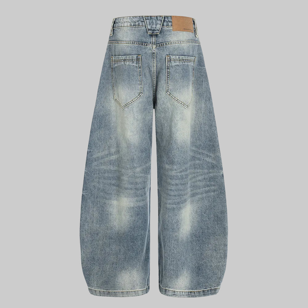 Blue washed wide leg denim