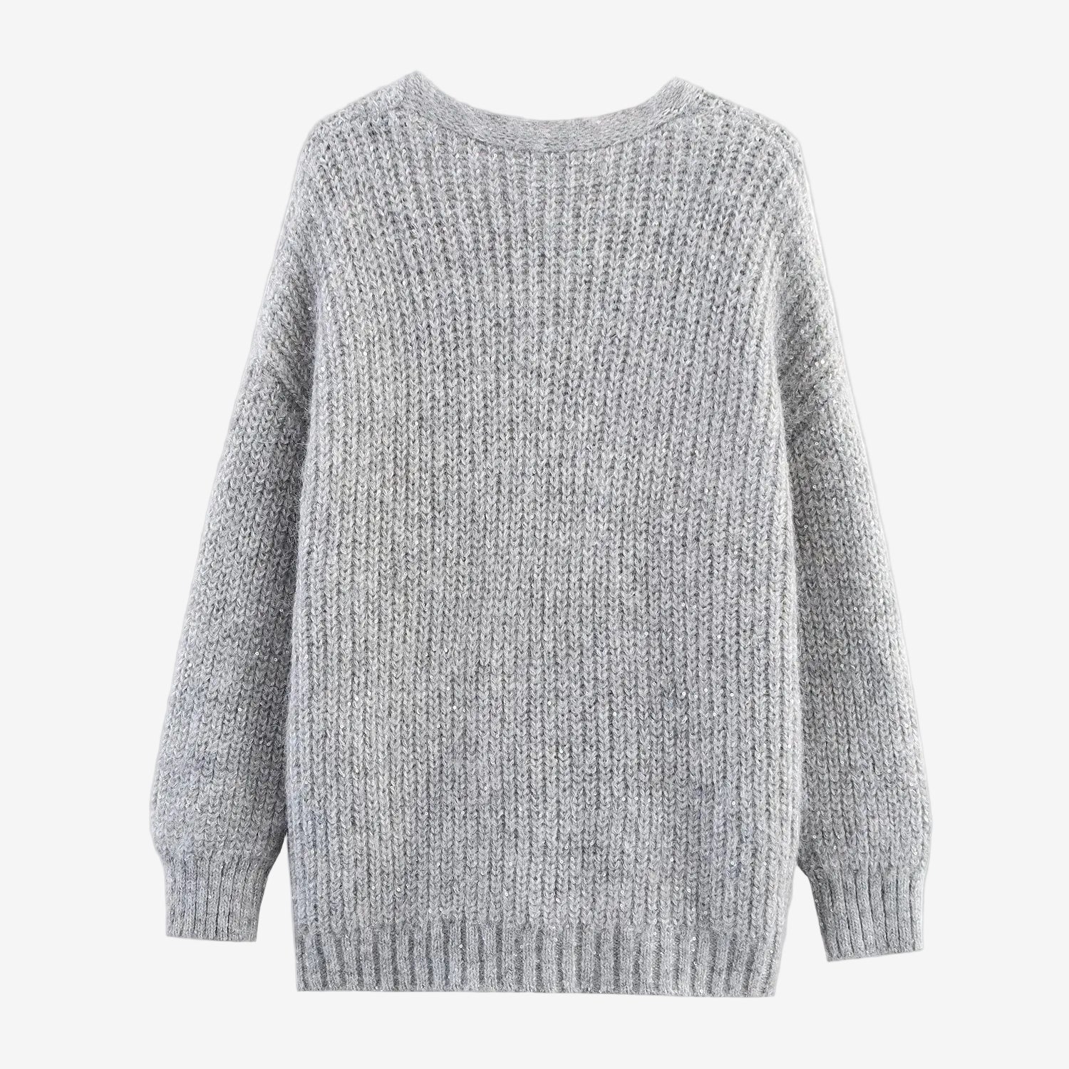 Long sleeved knitted cardigan sweater