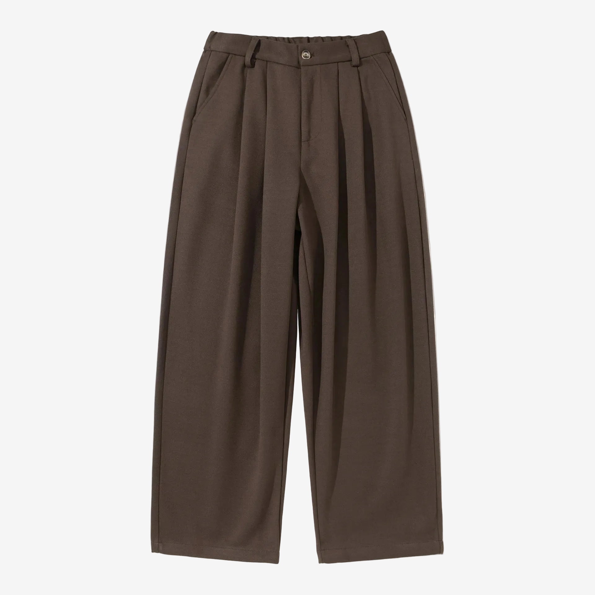Double Pleat Wool Straight Leg Trousers