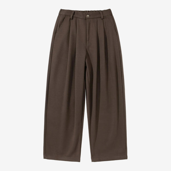 Double Pleat Wool Straight Leg Trousers