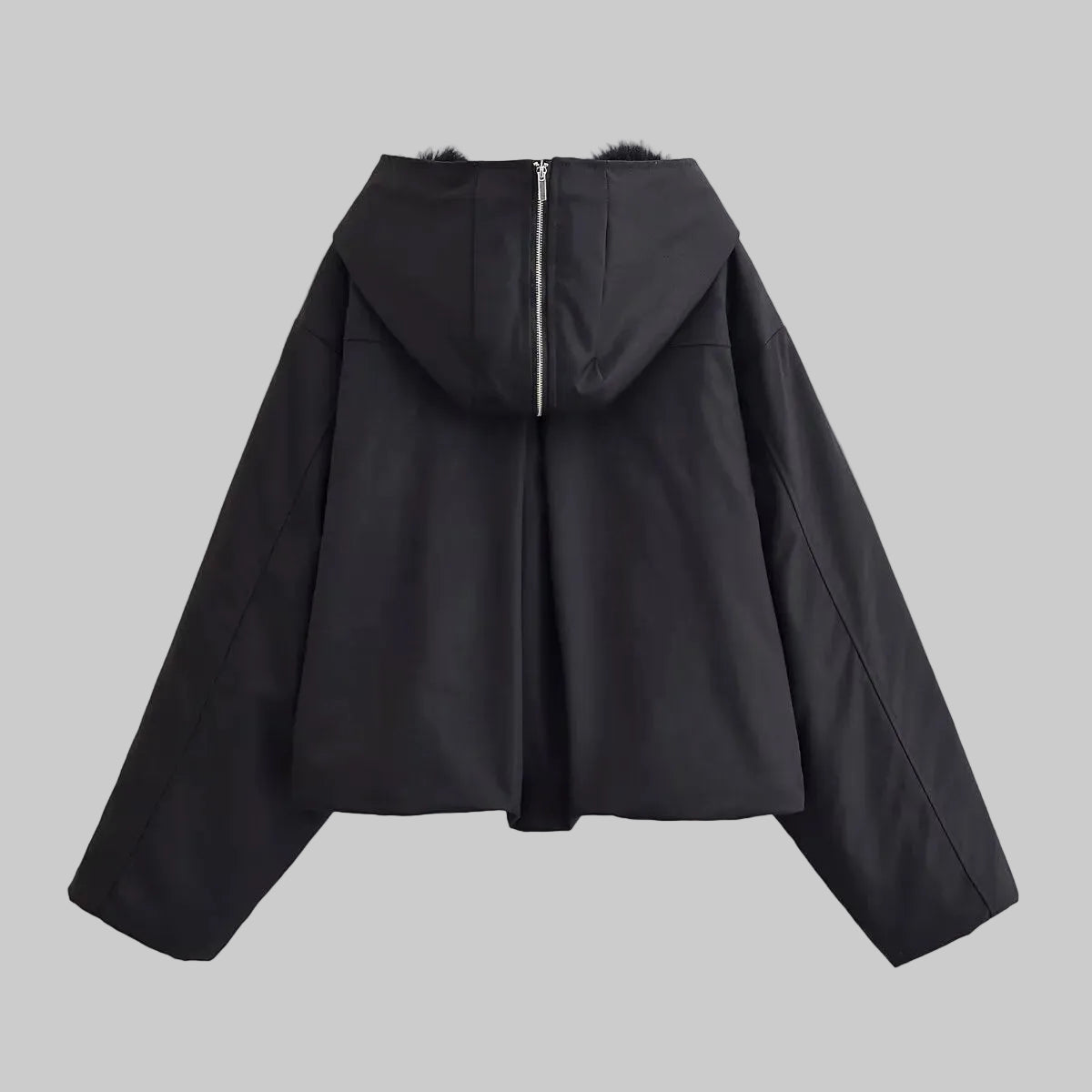 Black Hooded Fur jacket