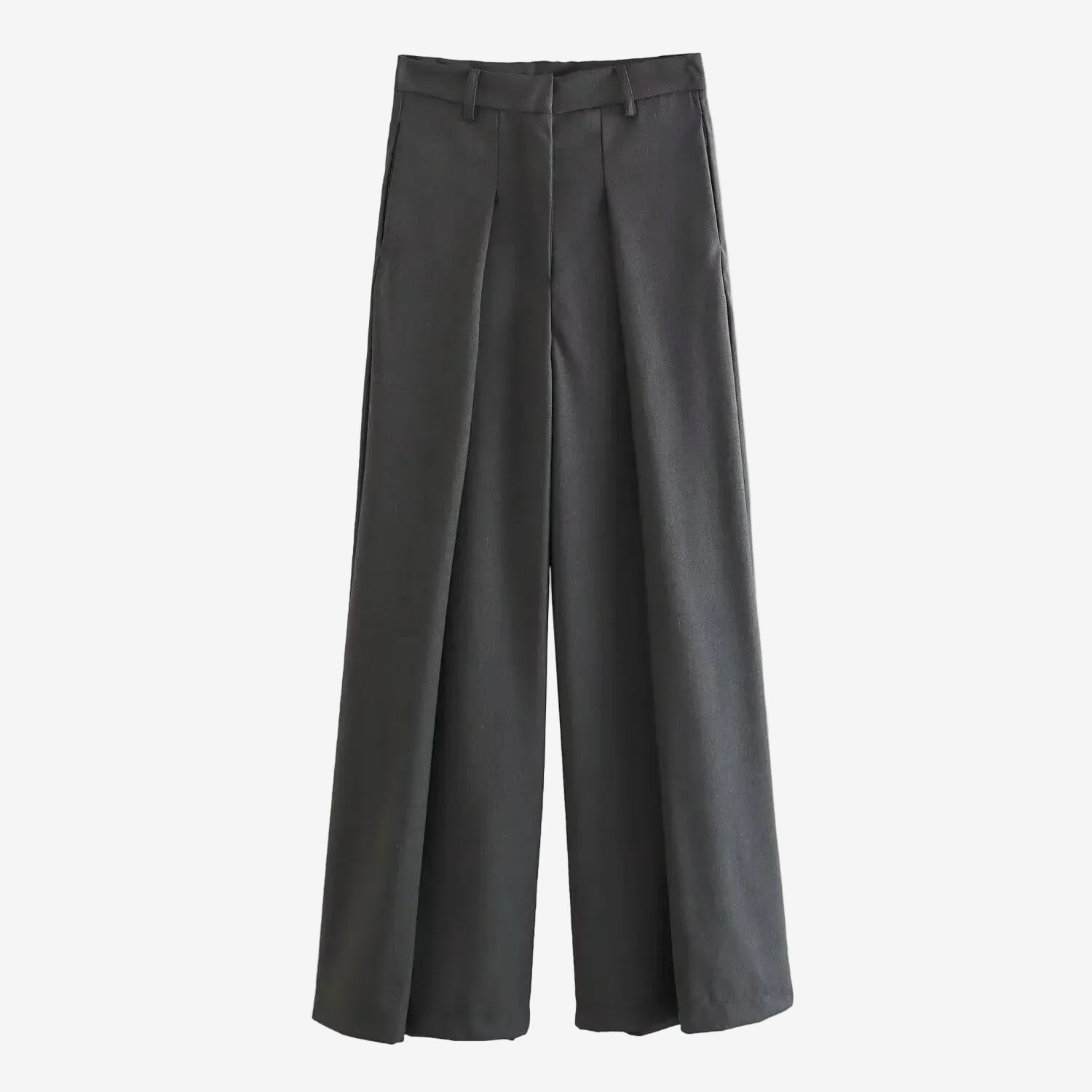 Dark gray pleated suit pants