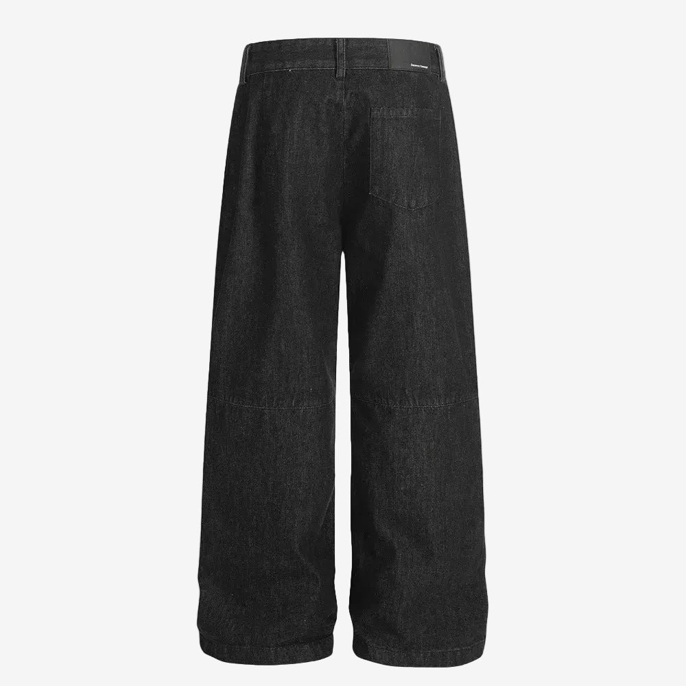 Black Pleated Loose Fit Denim