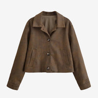 Dunkelbraune Jacke mit Umlegekragen