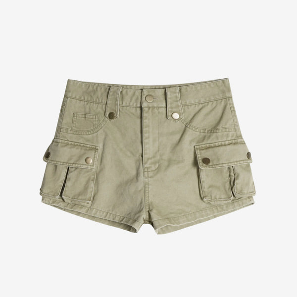 Khaki workwear denim hotpants