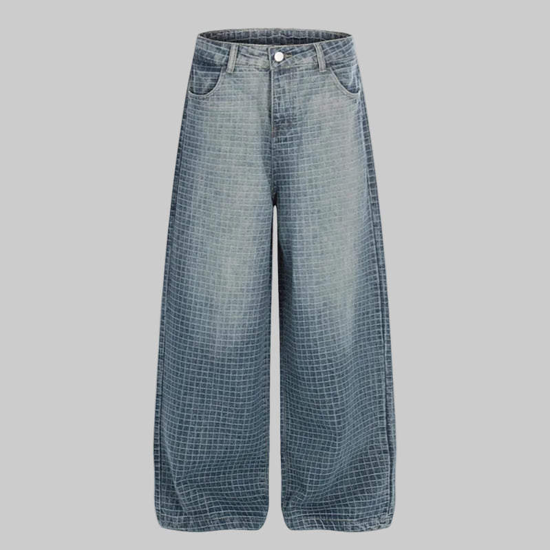 Blue washed wide leg denim