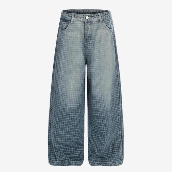 Blue washed wide leg denim