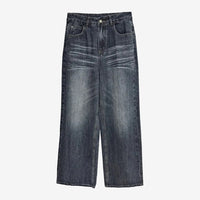 Blaugraue Wide-Leg-Jeans (gewaschen)