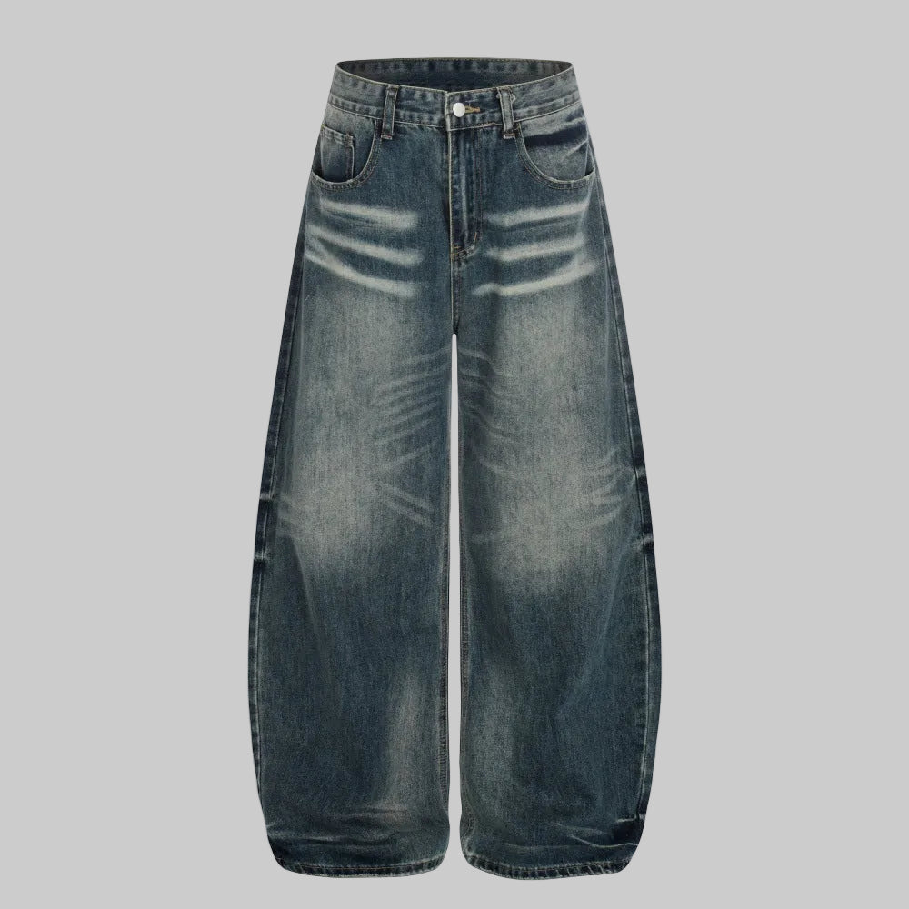 Blue washed baggy denim