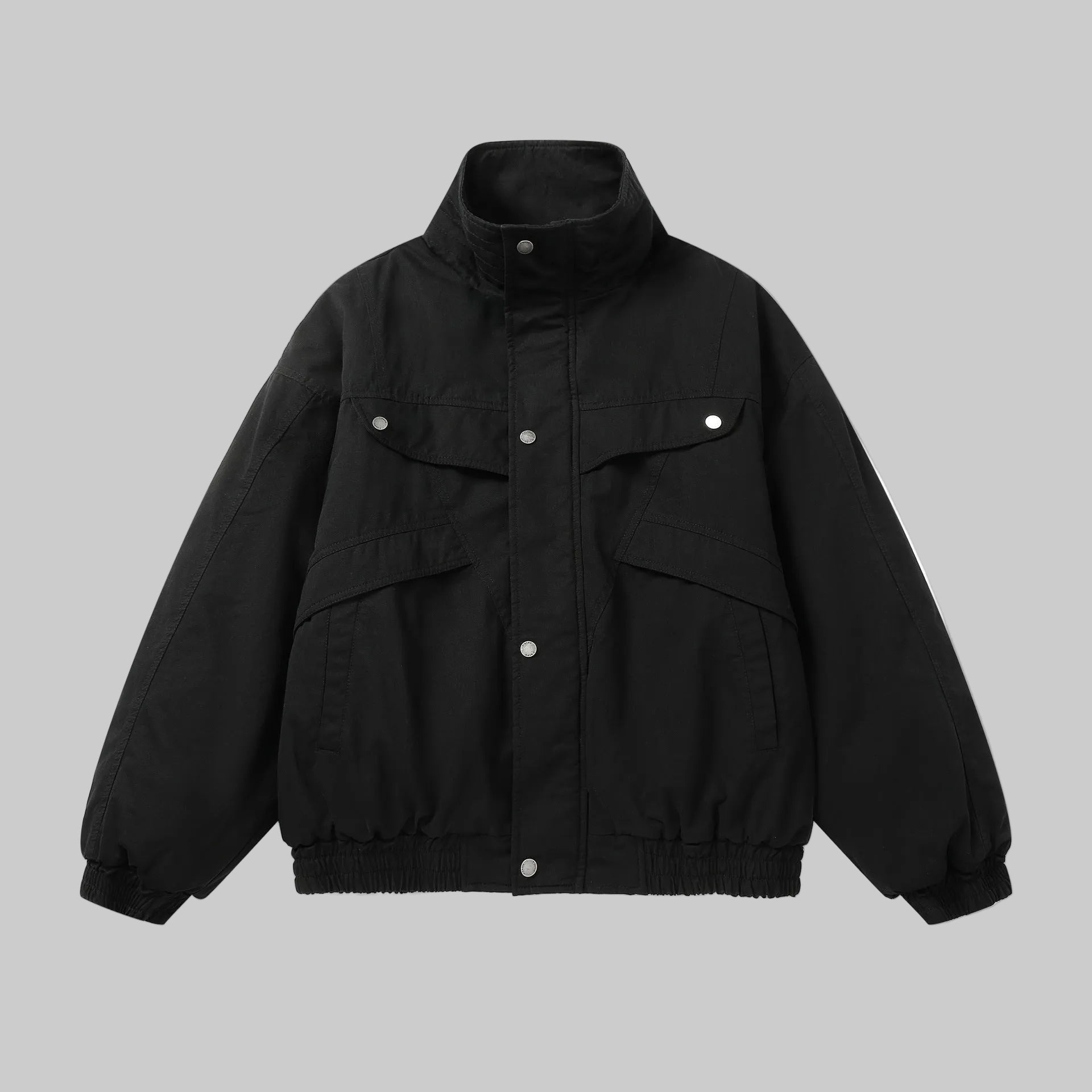 Black layered outerwear jacket