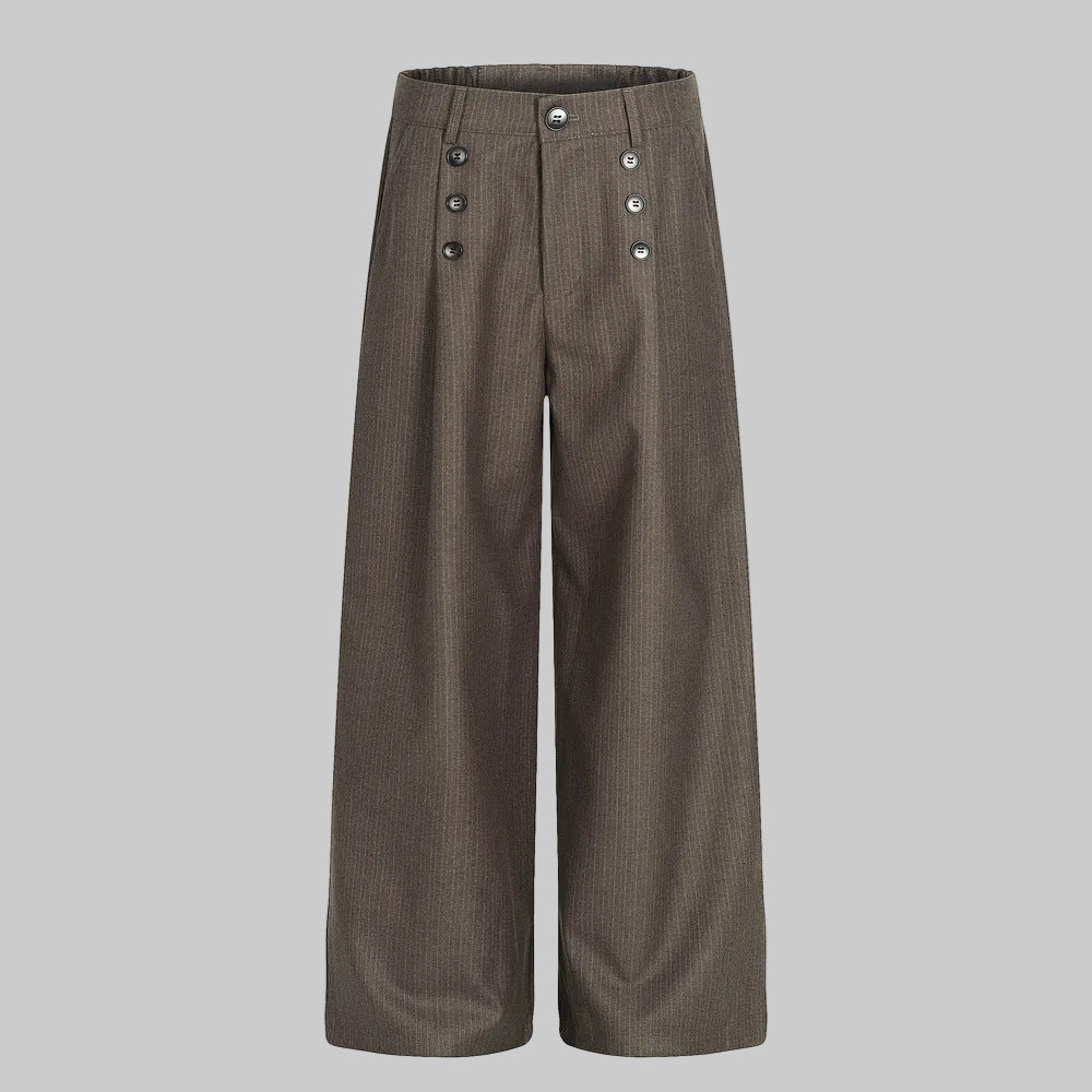 Brown Multi Button Suit Trousers