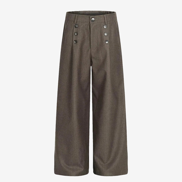 Brown Multi Button Suit Trousers