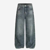Blue washed wide leg denim