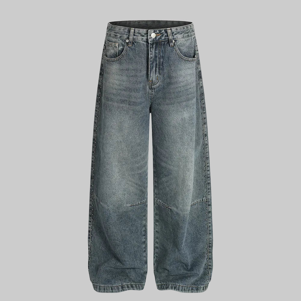 Blue washed wide leg denim