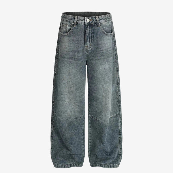 Blue washed wide leg denim