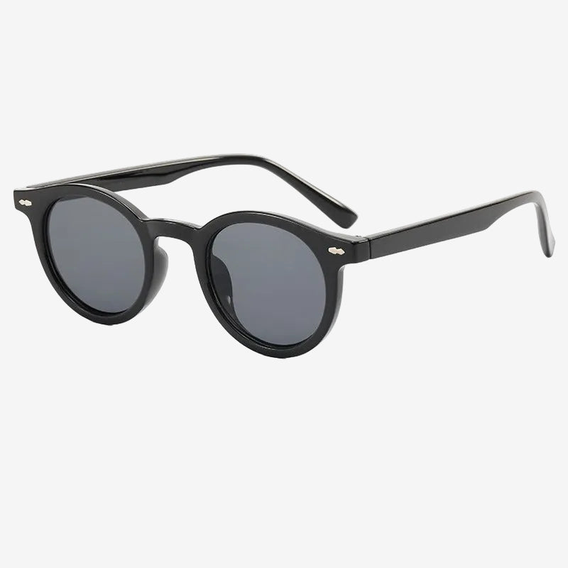 Klassische Sonnenbrille mit runden Gläsern in Schwarz
