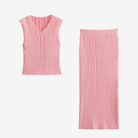 Pink Top and skirt knit