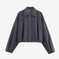 Graue Twill-Reißverschlussjacke