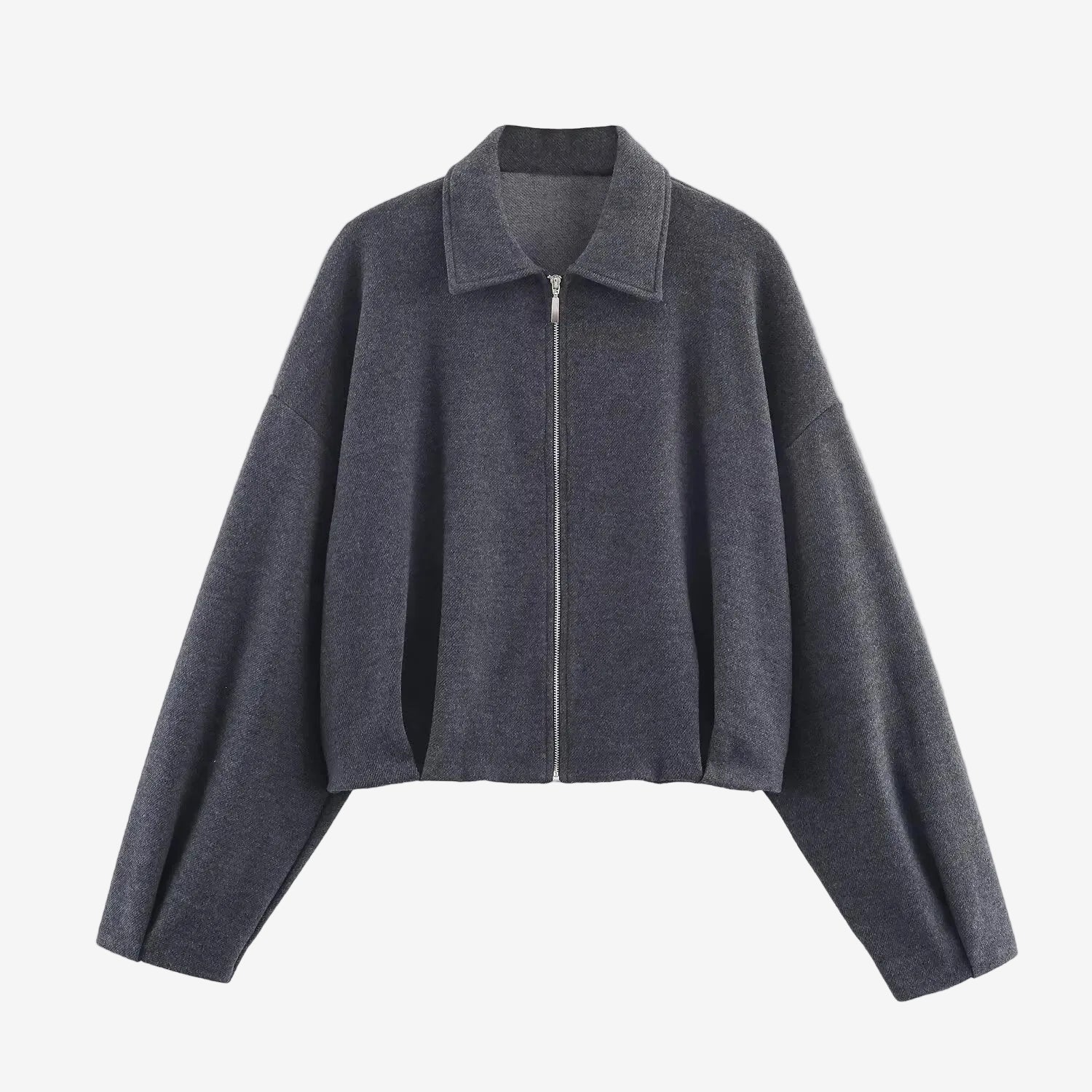 Gray Twill Zip Up Jacket