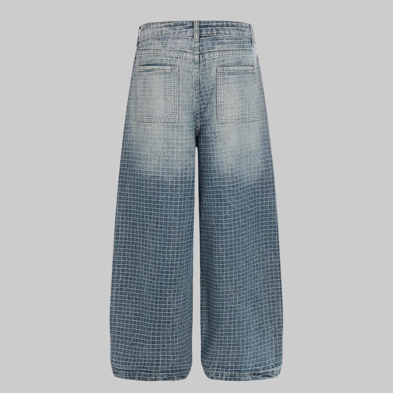 Blue washed wide leg denim