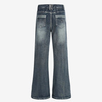 Washed micro flared denim