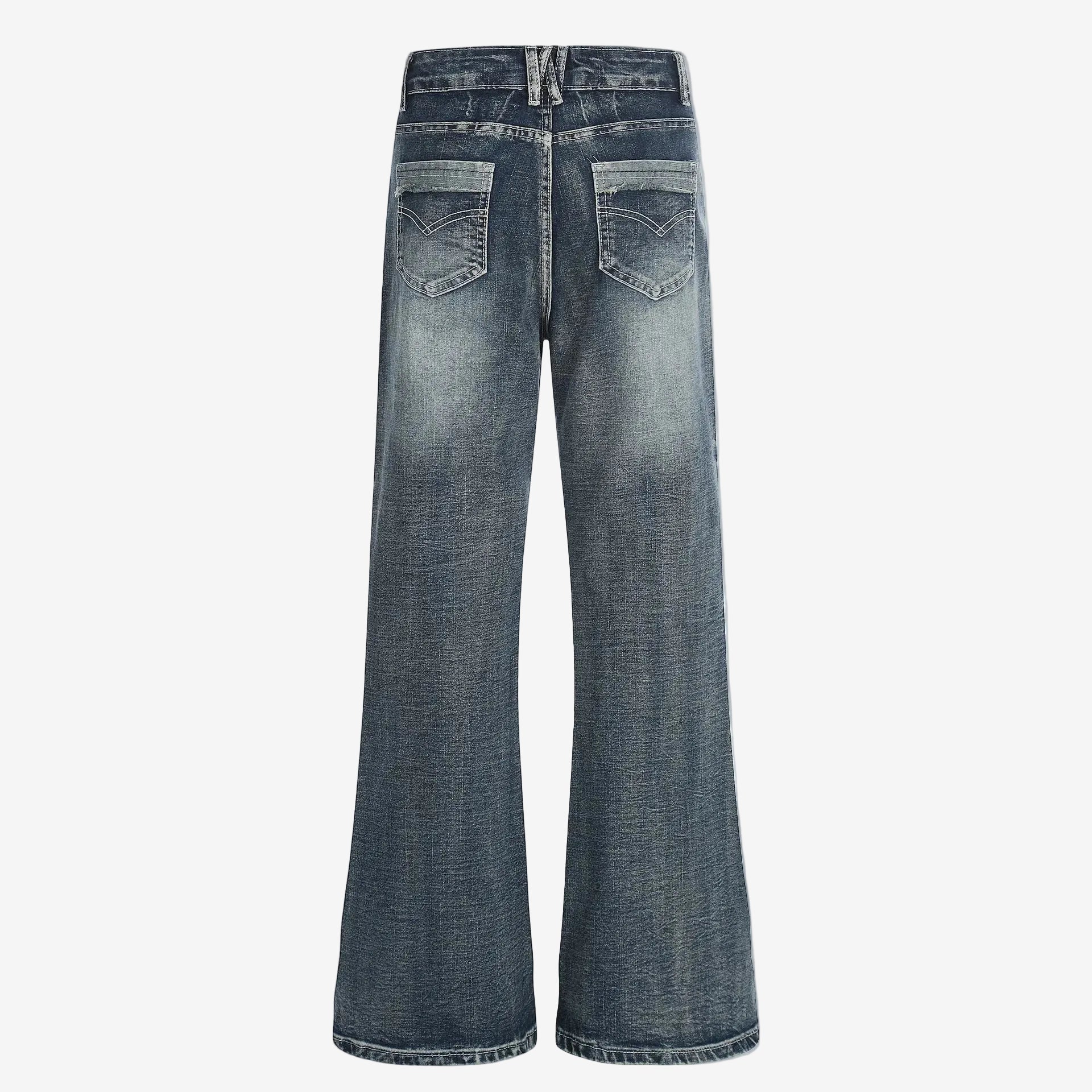 Washed micro flared denim
