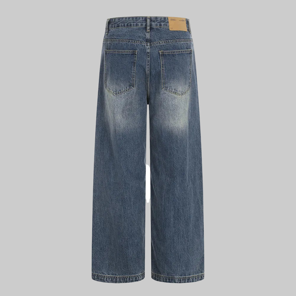 Blue washed straight leg denim