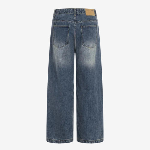 Blue washed straight leg denim