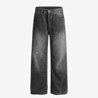 Grau ausgewaschene Straight Leg Jeans