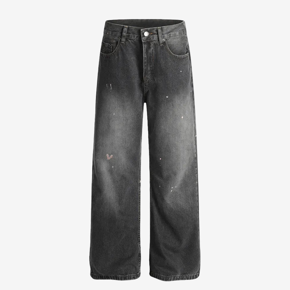 Gray Washed Straight Leg Denim