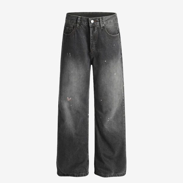 Gray Washed Straight Leg Denim