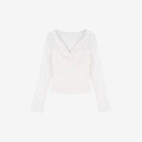 White V-neck top