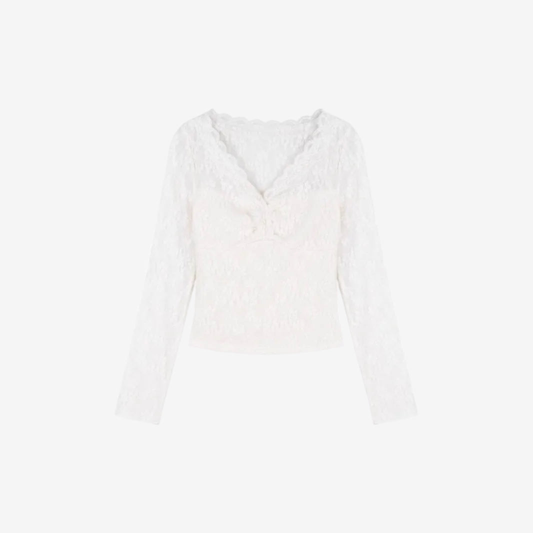 White V-neck top