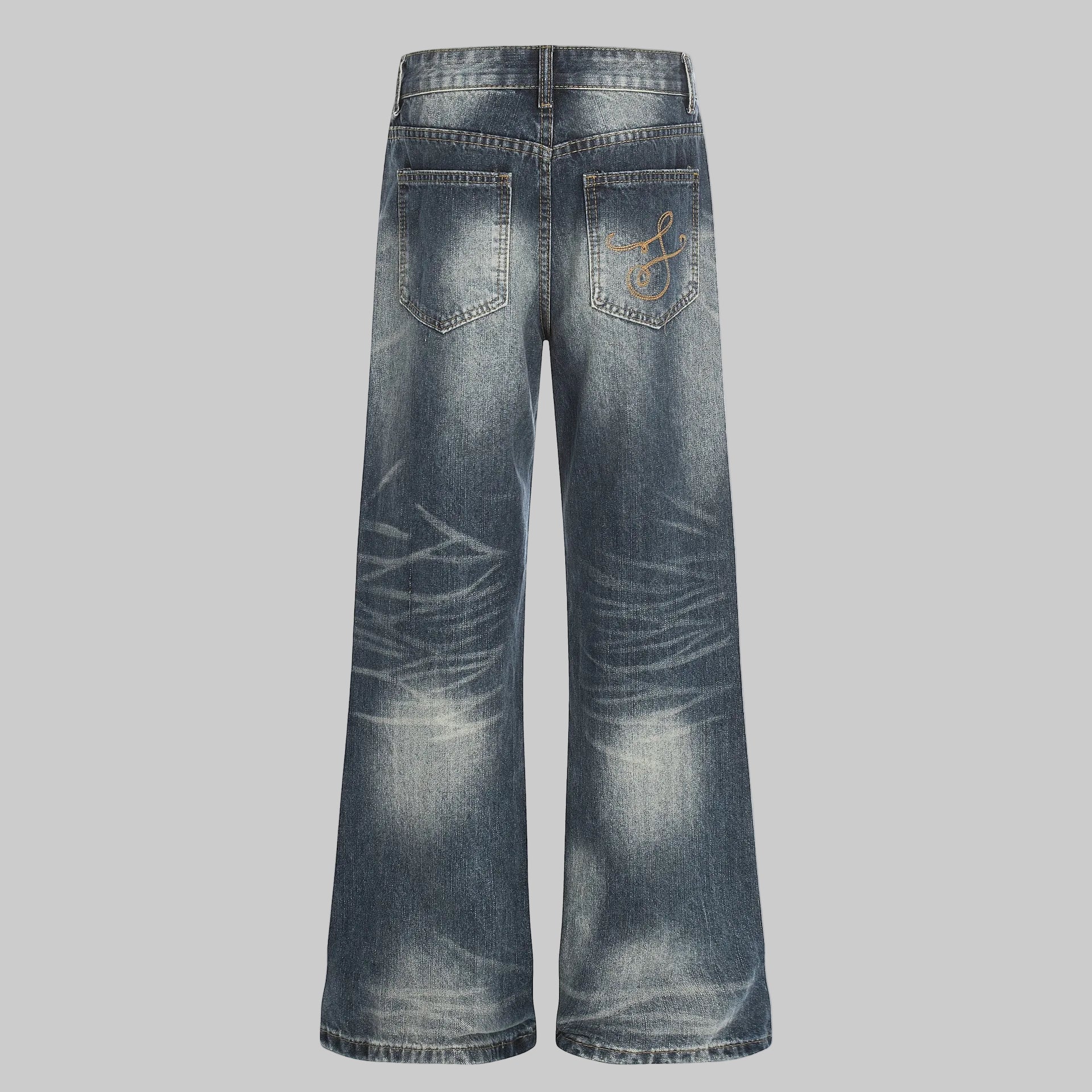 Blue washed straight leg denim
