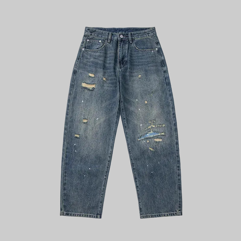 Blue Distressed workwear Denim
