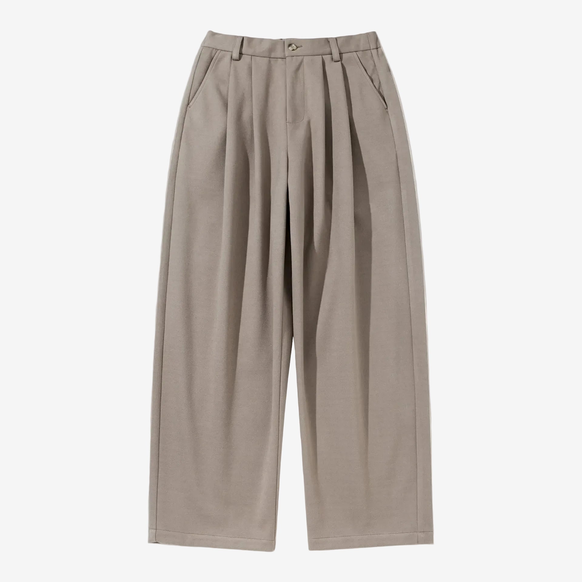 Double Pleat Wool Straight Leg Trousers