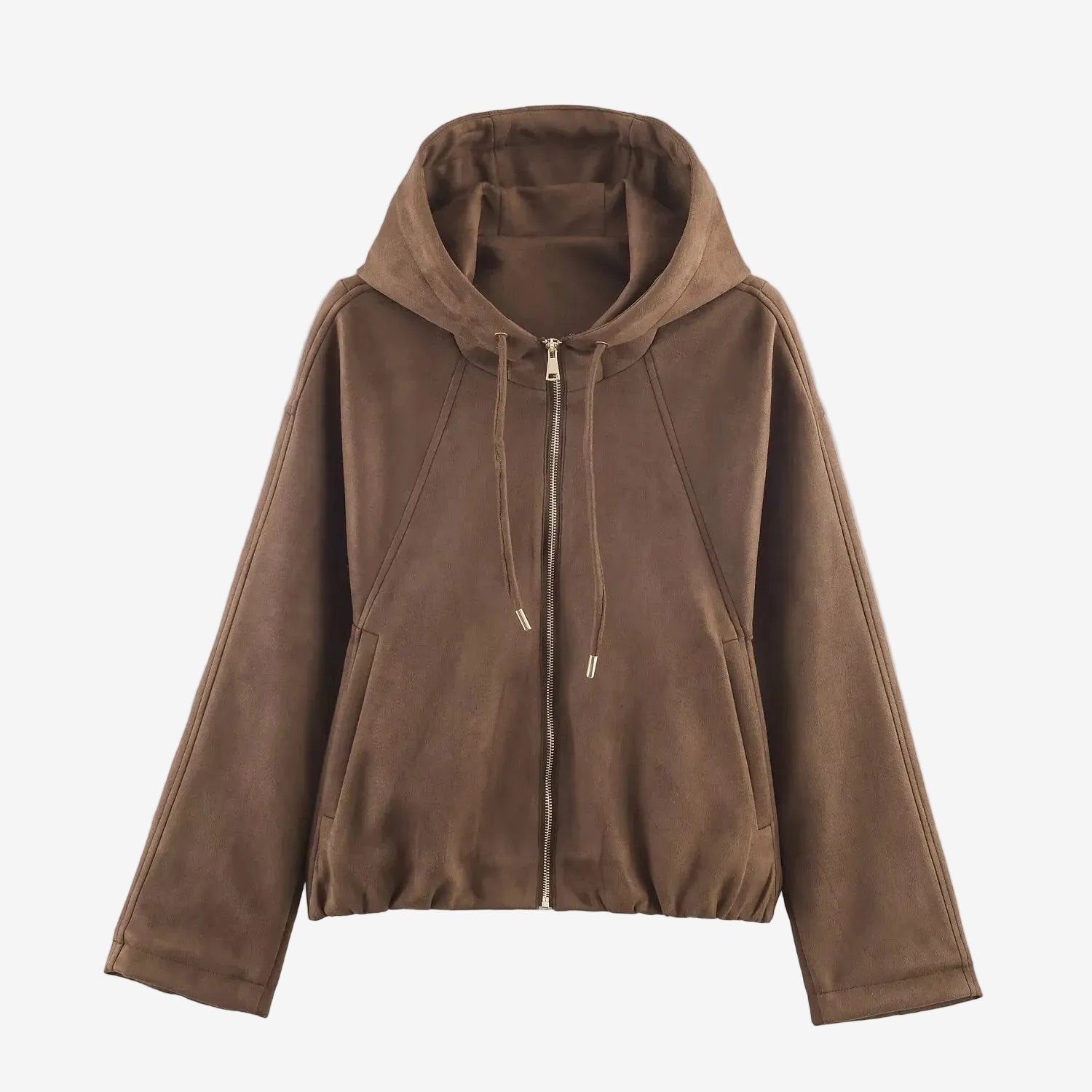 Hooded suede textured jacket