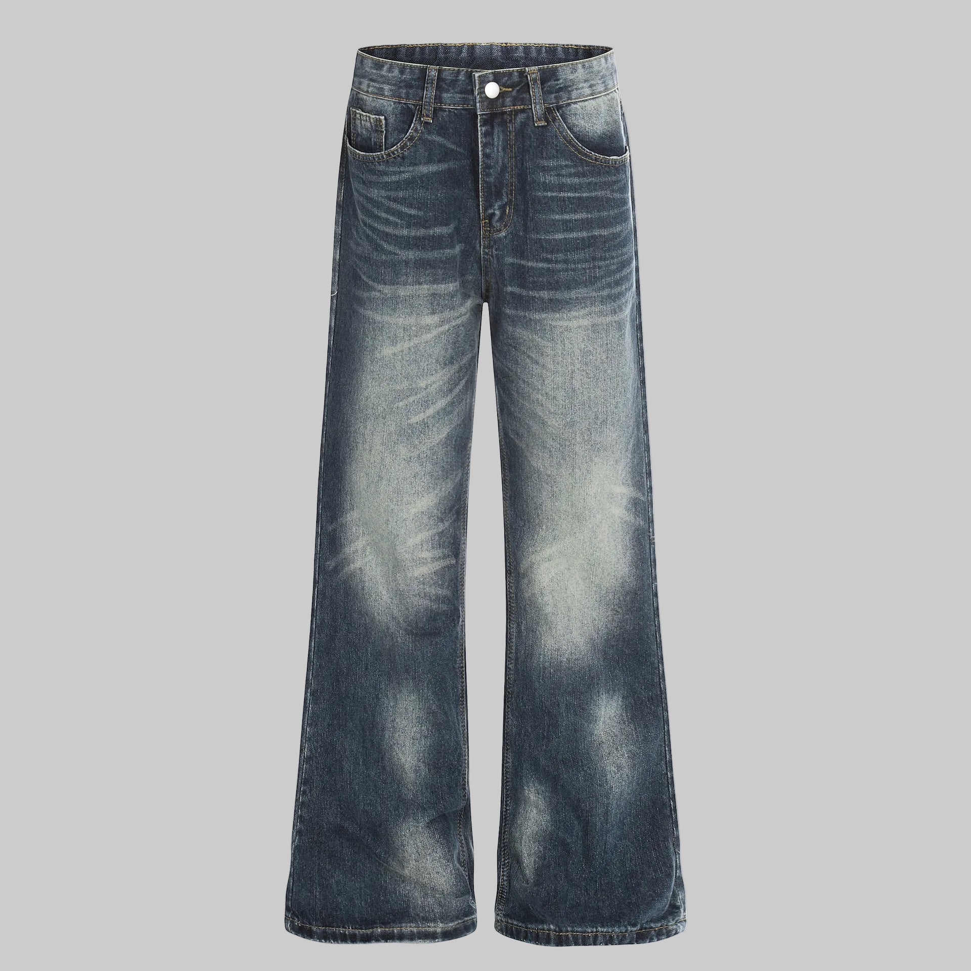 Blue washed straight leg denim