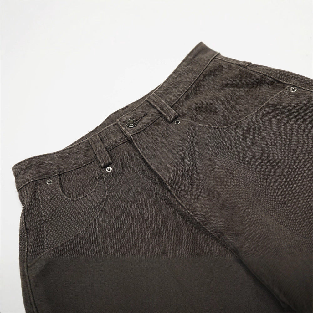 Brown Large Pocket Baggy Denim